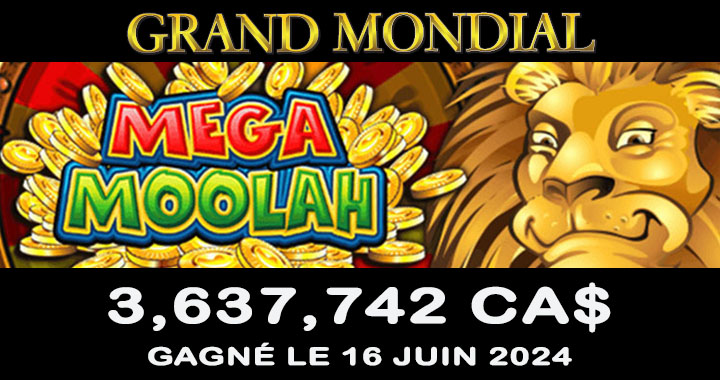 Jackpot Mega Moolah Gagné au Grand Mondial Casino