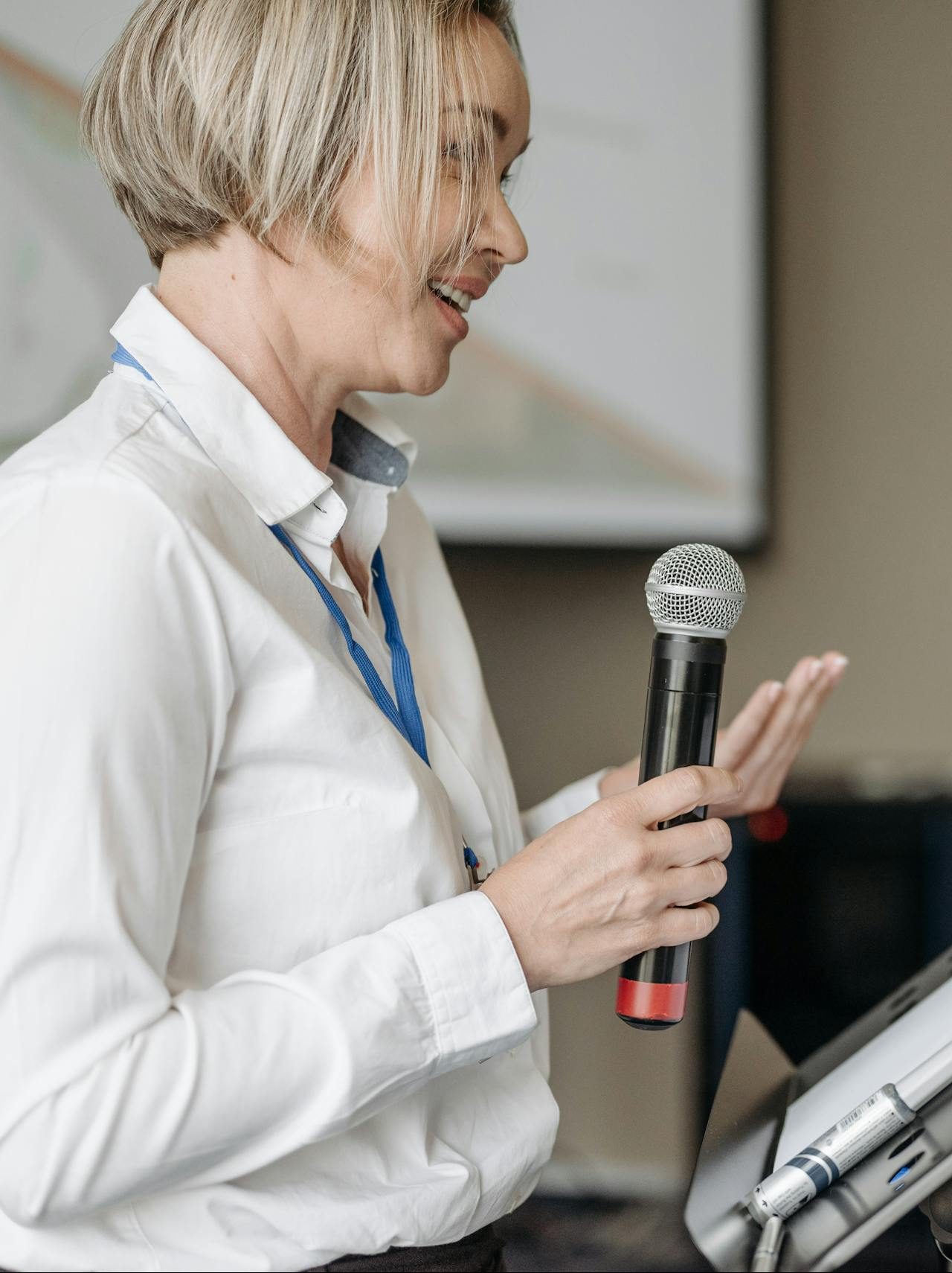 A Woman Holding a Microphone