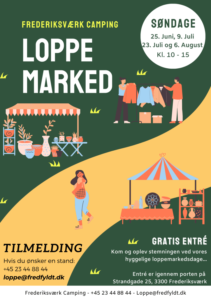 Loppemarkeds plakat Frederiksværk Camping