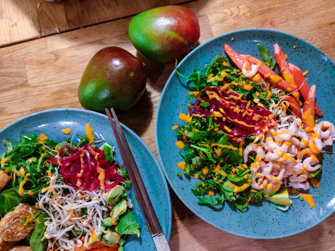 bowls med räkor