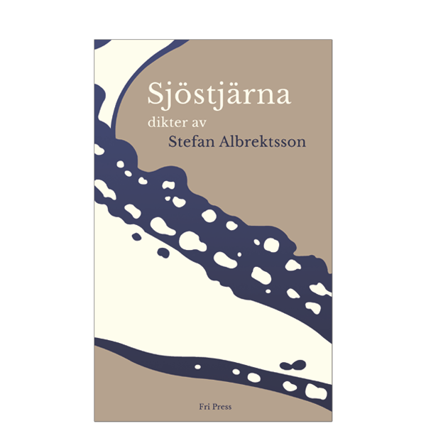 BILD: Omslaget till Stefan Albrektssons "Sjöstjärna" med stilserad detalj från armen av en sjöstjärna i blått och vitt mot brun bakgrund