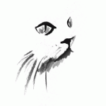 Tuschmålning: en katt
