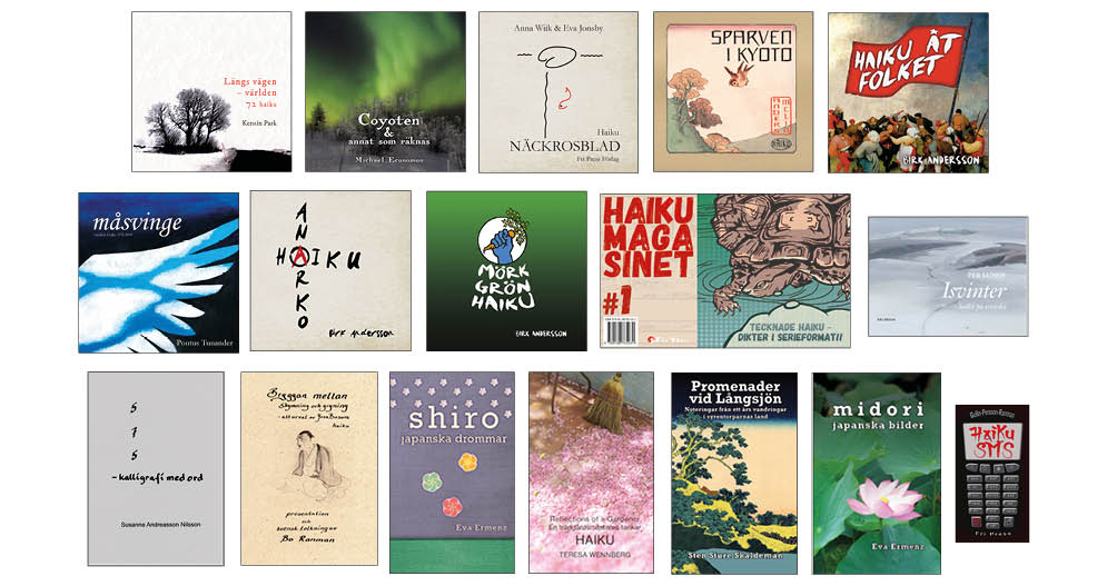 BILD: Omslagen till några haikuböcker från Fri Press Förlag
