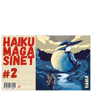 Omslaget till 'Haikumagasinet #2' med en stor kungsfiskare och en liten fågelskådare målat av Sara Lundstedt Omslaget till 'Haikumagasinet #2' med en stor kungsfiskare och en liten fågelskådare målat av Sara Lundstedt
