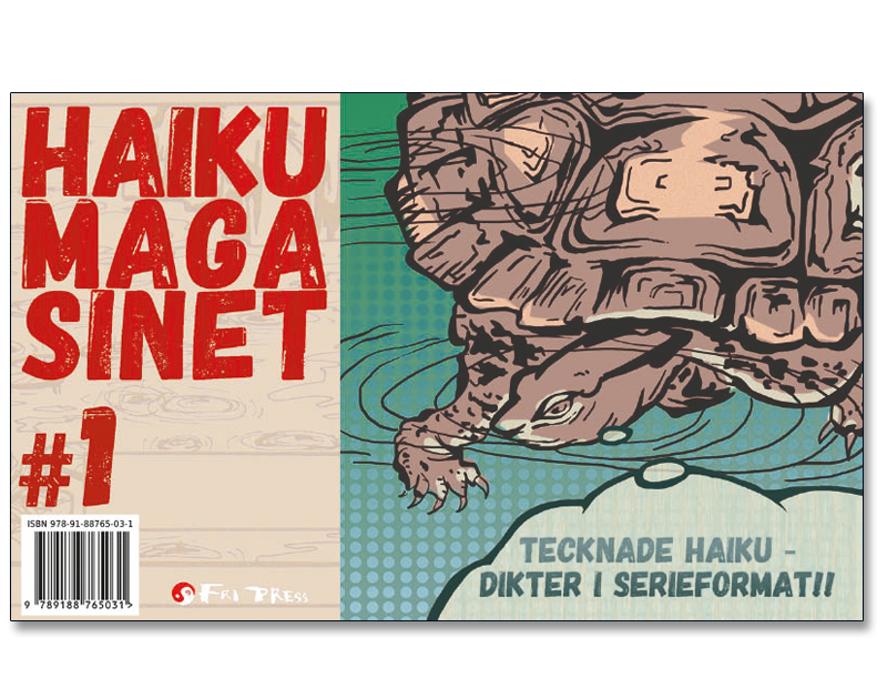 Omslaget till 'Haikumagasinet #1' med en sköldpadda mot grön botten