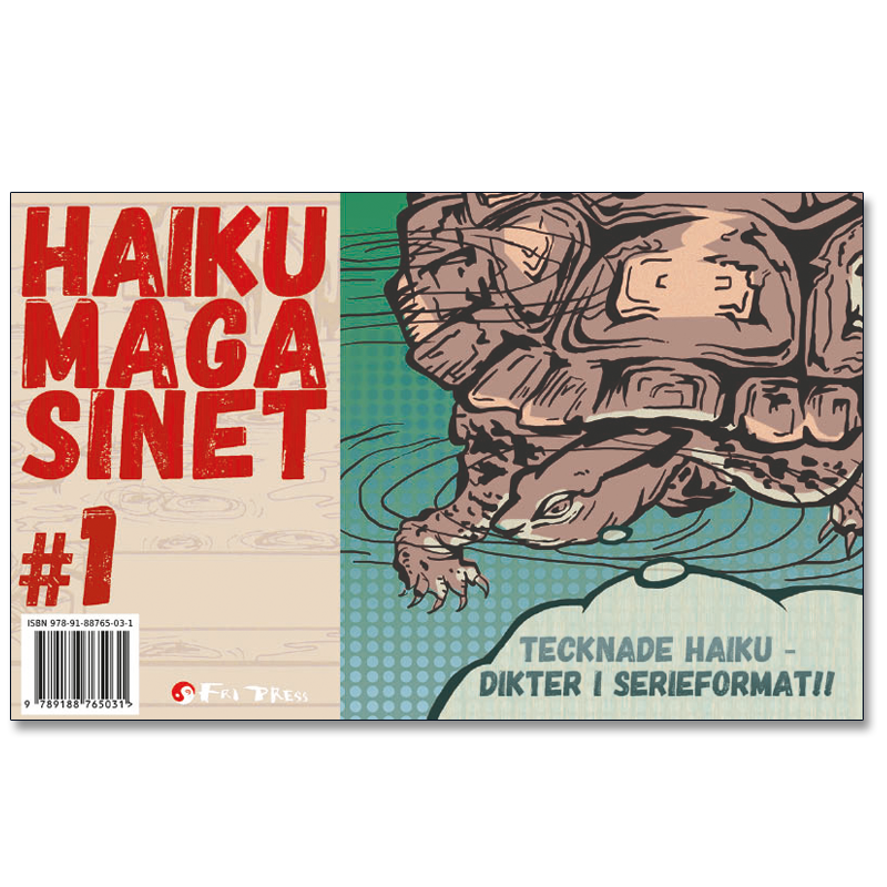 Omslaget till 'Haikumagasinet #1' med en sköldpadda mot grön botten