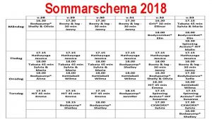 Sommarschema 2018