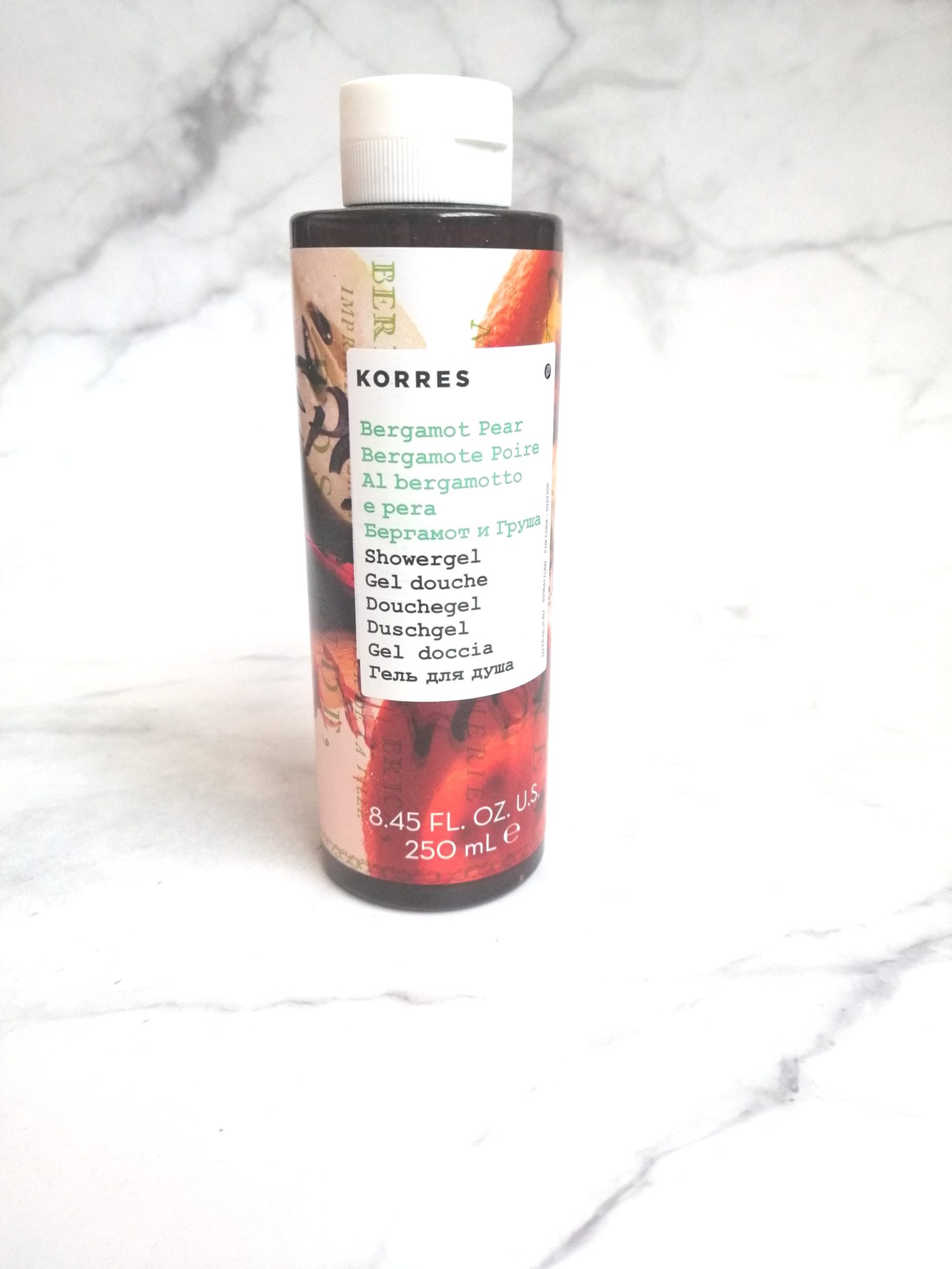 gel douche korres bergamote poire flacon 250 ml 