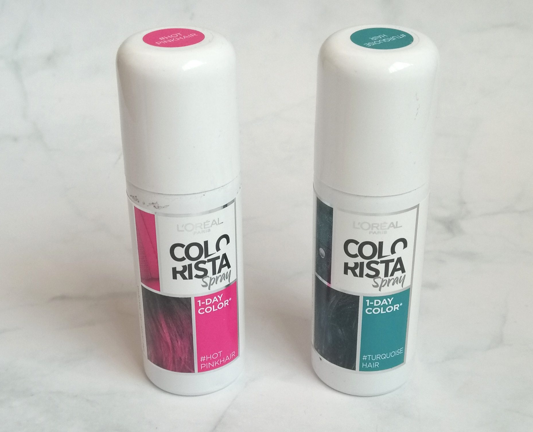 spray cheveux colorista l'oréal couleur pink et turquoise