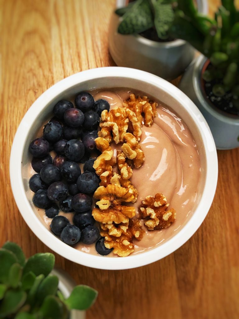Chocolate and avocado casein mousse