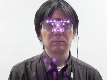 The glasses stymie facial recognition software with infrared LED light. (Image from press release of The National Institute of Informatics, Japan)
