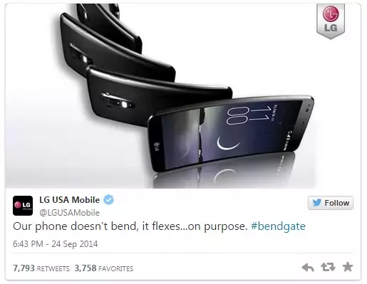 lg gflex bendgate funny twitter tweet ad parody