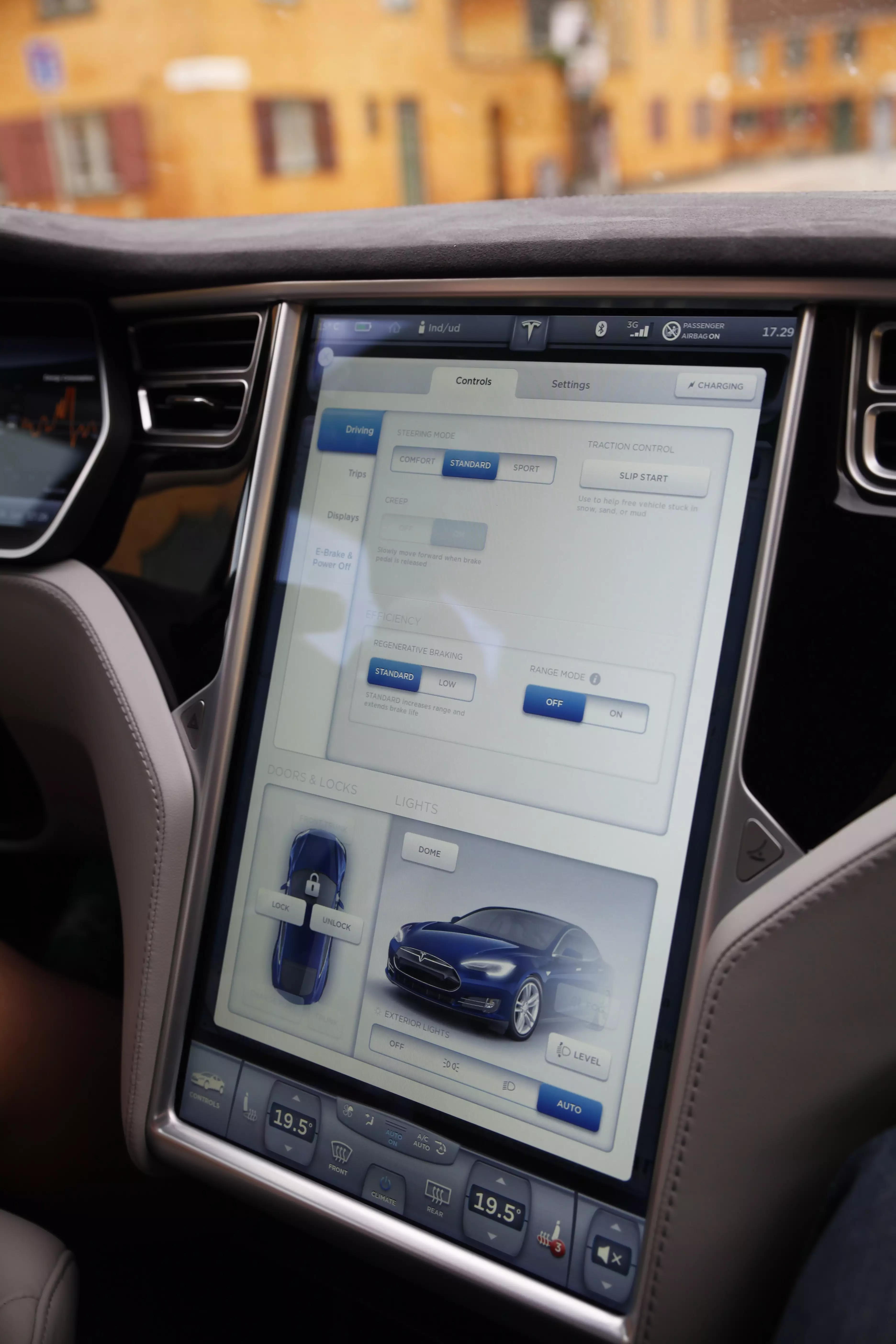 tesla middle screen console settings options