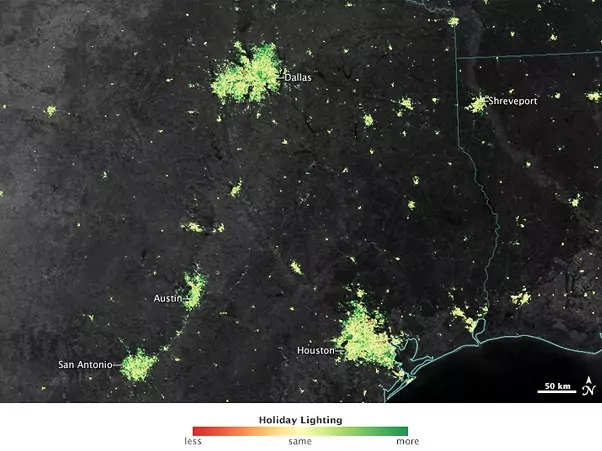 holiday christmas lights from space nasa