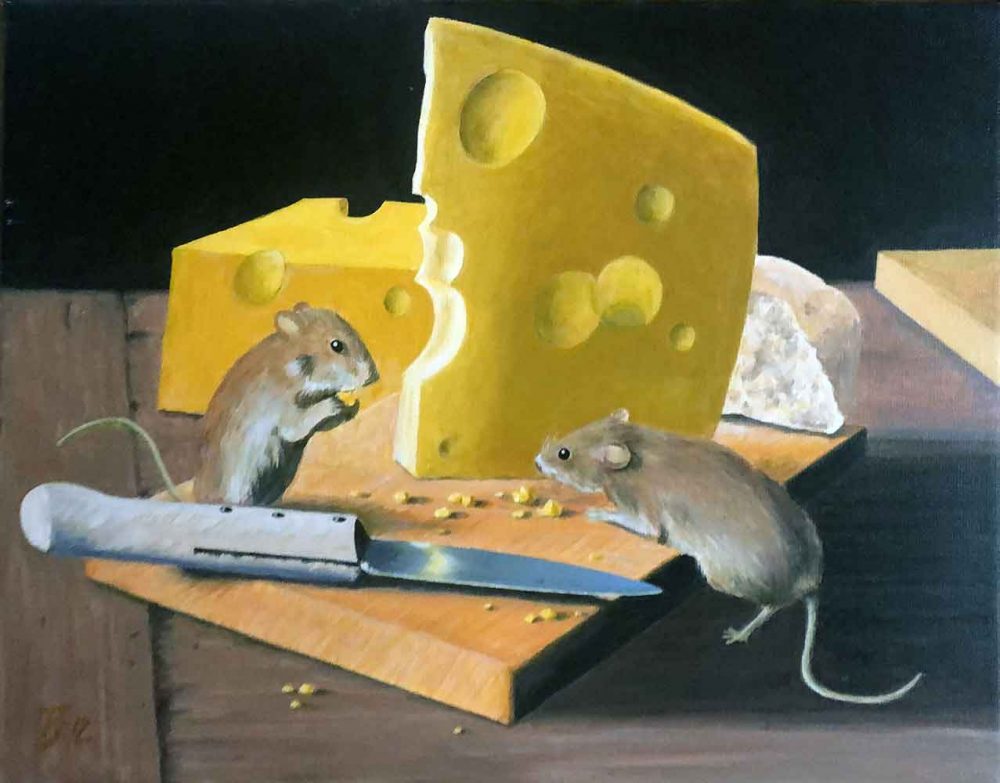 Sandengen no. 38 Mouse in the cheese - acrylic/oil 40x30 DKK 3.500 SOLD!