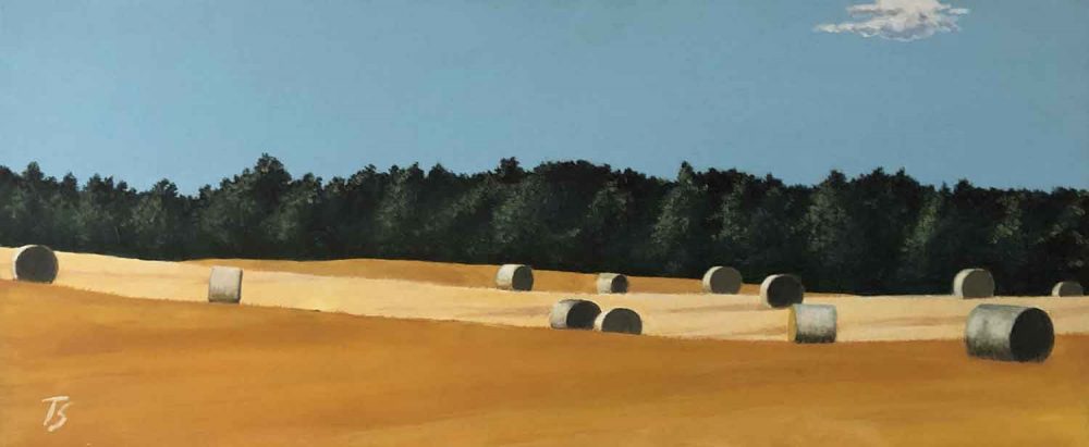 Sandengen - no. 2 Hay bales II - acrylic/oil 60x25 DKK 4.500