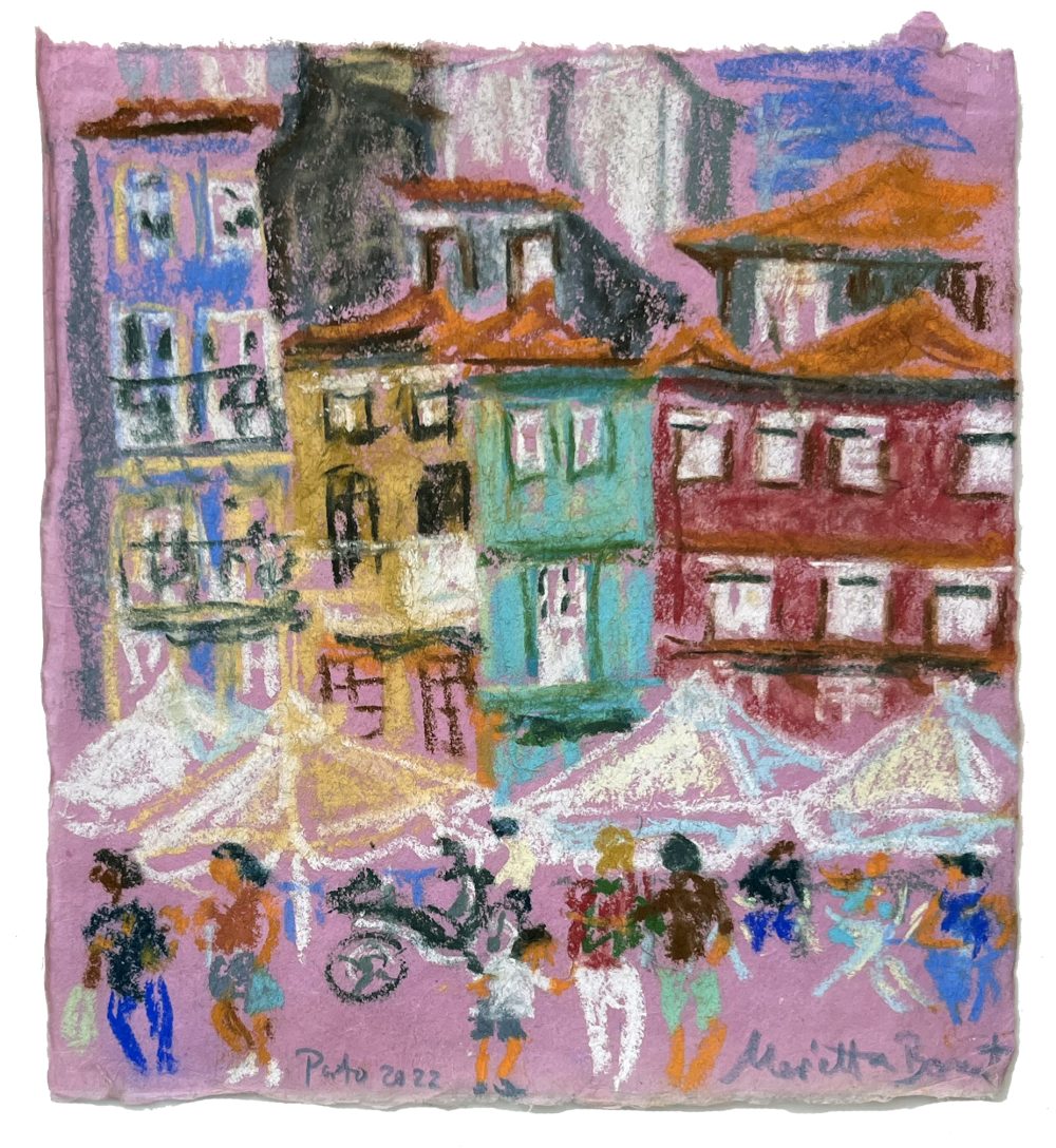 Marietta Bonnet:'Evening in Cascais', pastel on Korean paper 35x38, Dkr. 2.400
