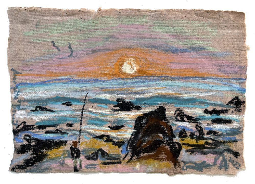 Marietta Bonnet: 'Sunset in Sao Pedro de Moel´, pastel on Korean paper 32x27, Dkr. 1.950