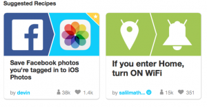 screenshot of IFTTT recipes 