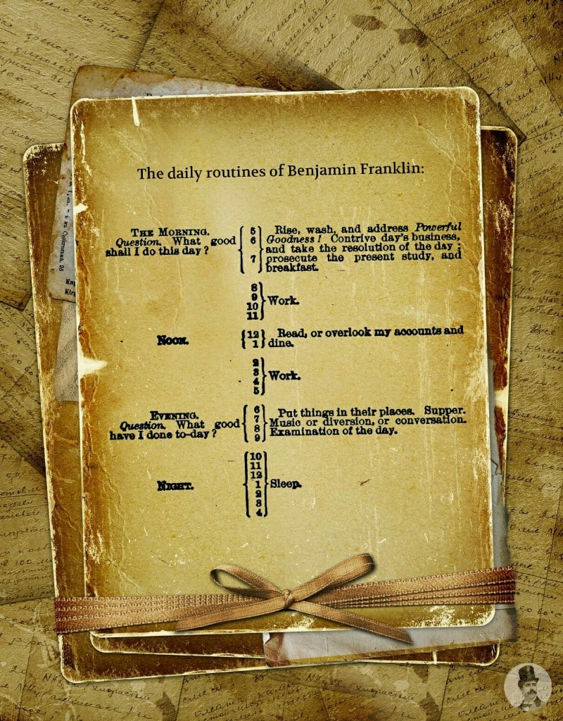 the daily routines of Benjamin Franklin
