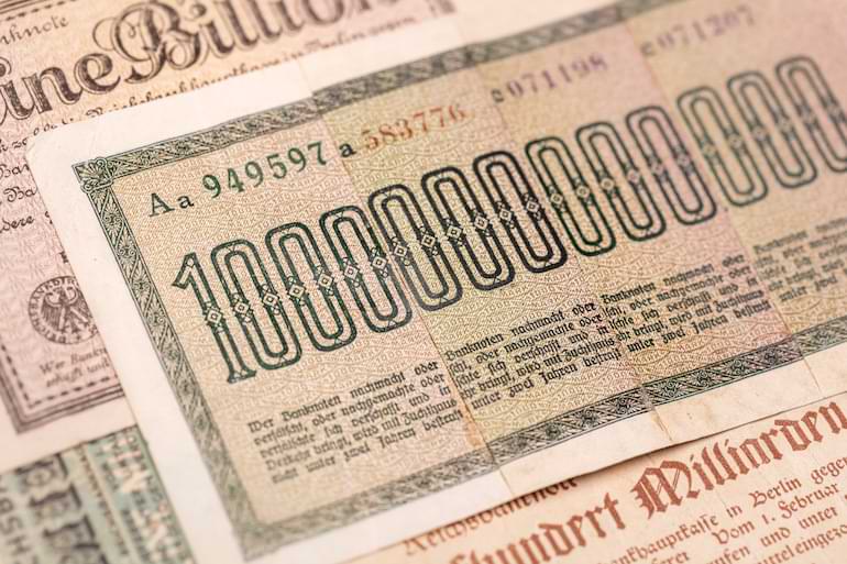 1 biljon mark Tyskland 1920-talet hyperinflation