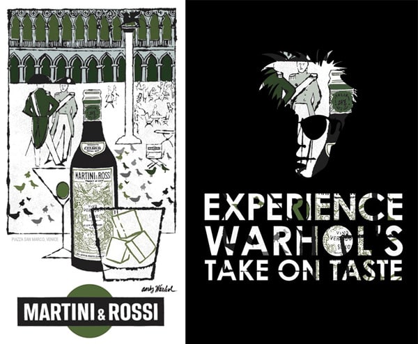 Andy Warhol för reklam för Martini & Rossis vermouth