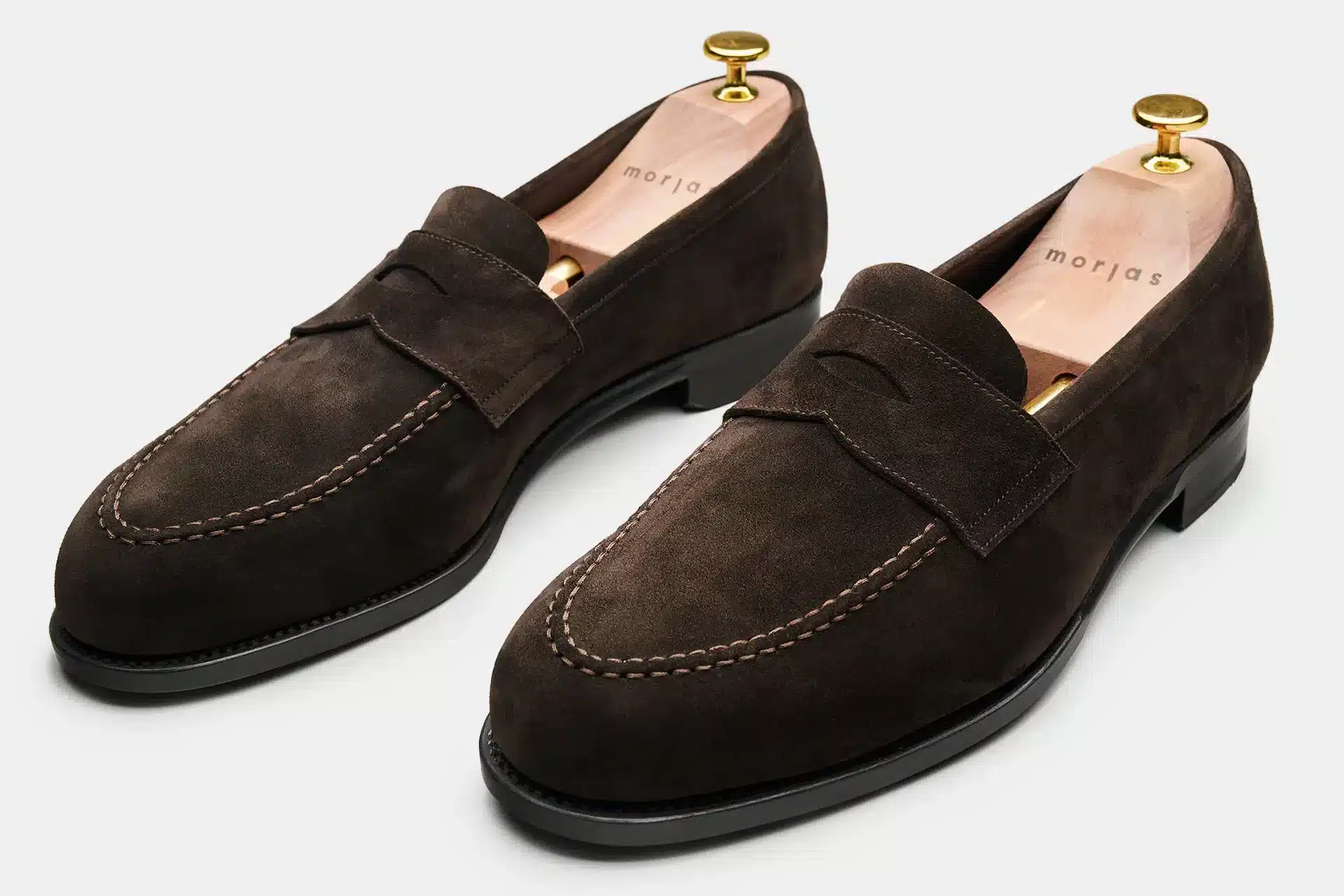 morjas penny loafers i brun mocka