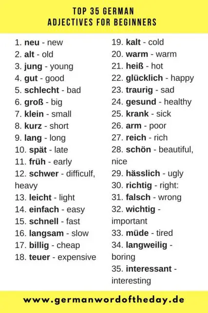 Basic German adjectives for beginners