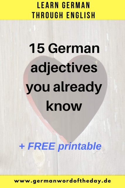 German English true friends 15 same adjectives