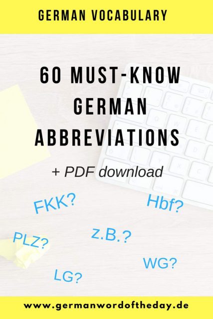 Common German abbbreviations, German shortenings