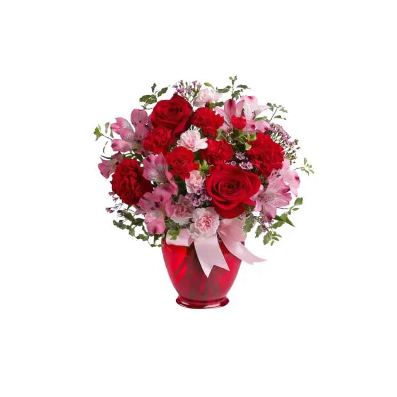 red floral bouquet delivery