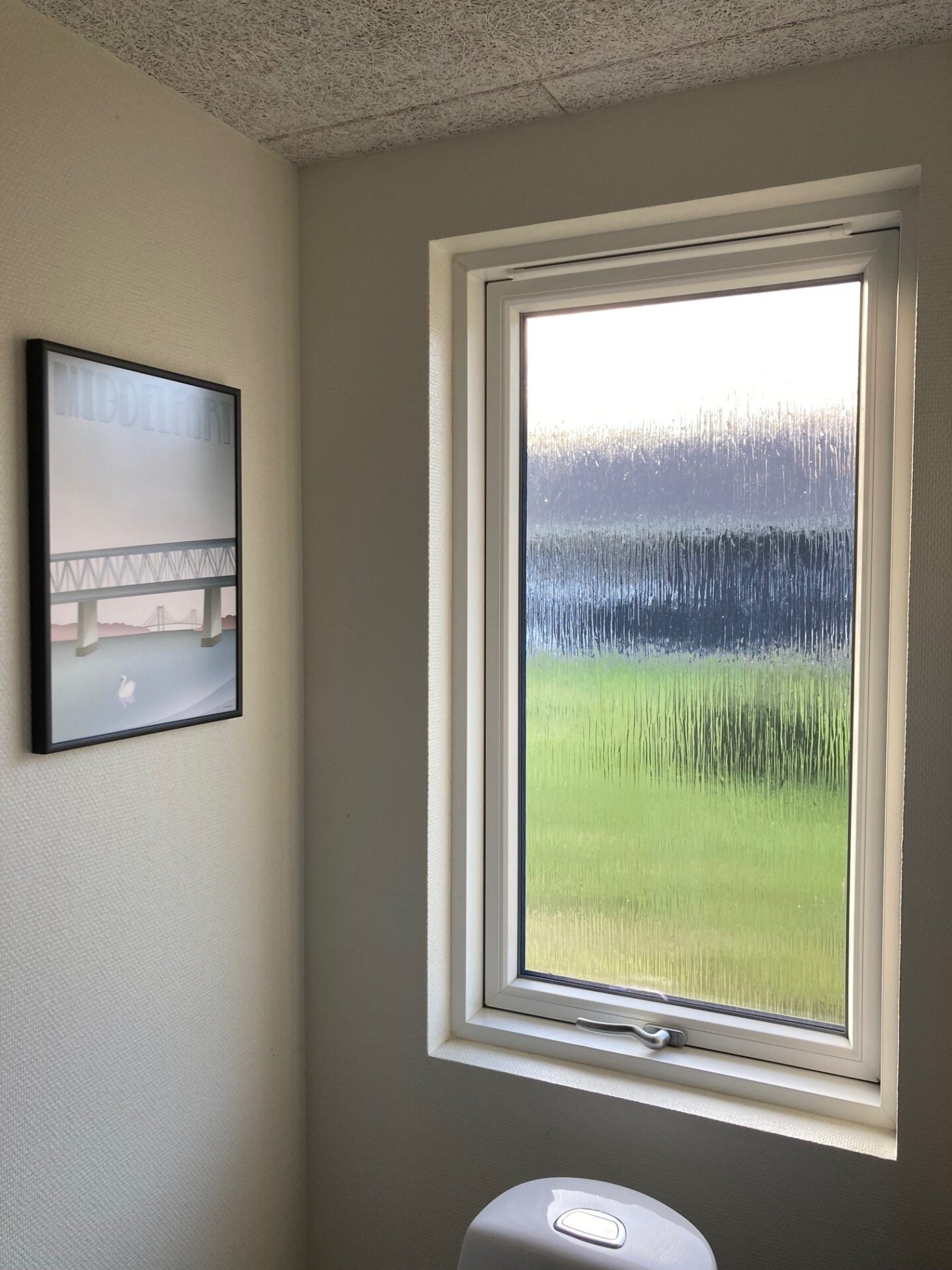 Badeværelsesvindue med ornamentglas/råglas