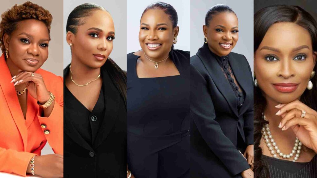 L-R Abiola Adediran, ​Ink Eze, Dr. Glory Edozien, ​Yetunde Bankole-Bernard, Rolake Akinkugbe-Filani for 9to5Chick Reset Show