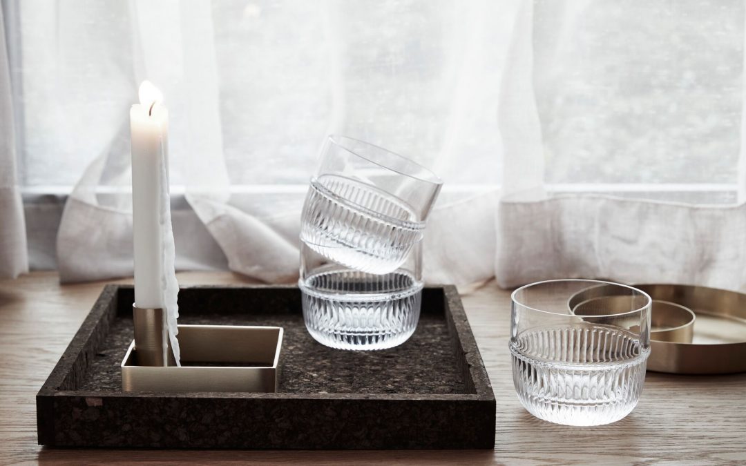 Candle holder and glass tumblers - By Rikke Malling