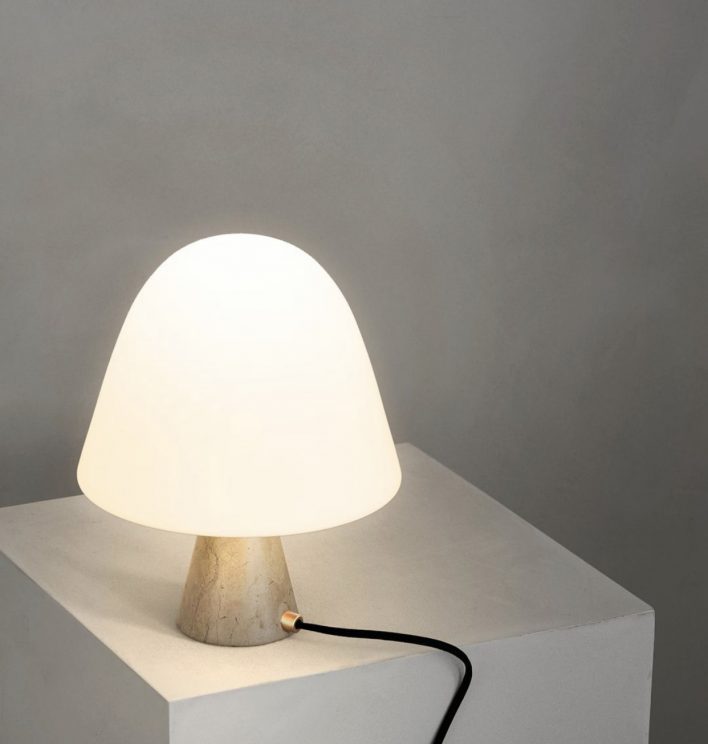 Meadow lamp by Fredericia - Portuguese lime stone & opal mat glass shade 