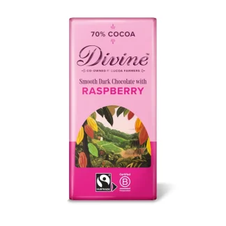 Divine Choklad mörk 70% hallon 90g