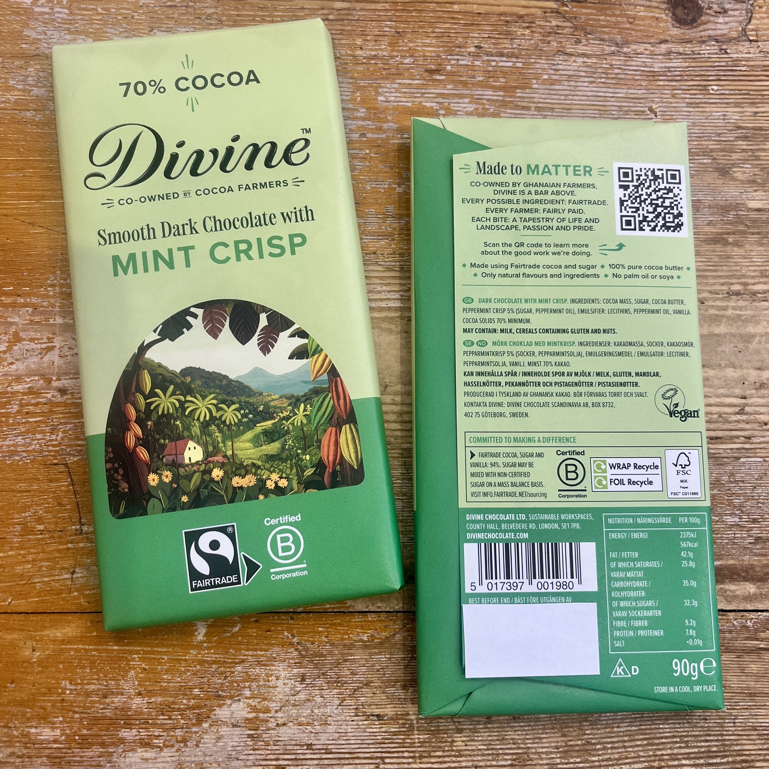 Divine mörk choklad med mint 90 g
