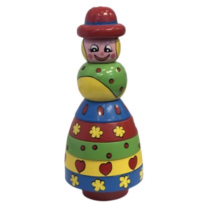 Stapelclown Frida av trä Höjd 22 cm, bredd 8 cm