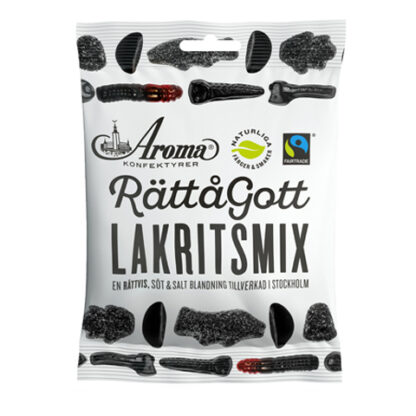 Rättågott lakritsmix. 140 gram. Blandning av salt och söt lakrits.