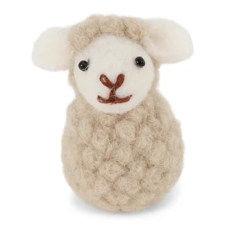 Sittande får beige tovat