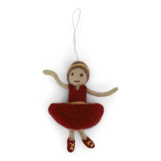 Tovad ballerina med röd klänning