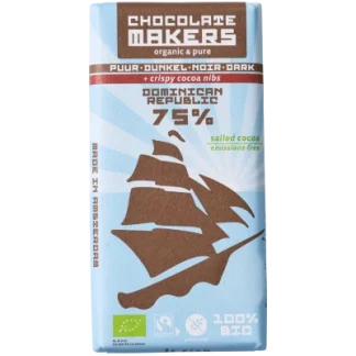 Seglad mörk choklad 75% med kakaonibs