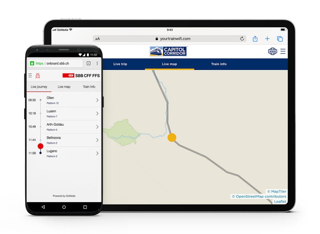 Live journey and Live map on SBB and Capitol Corridor