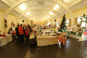 Holmbridge Parish Hall in all its Christmas finery