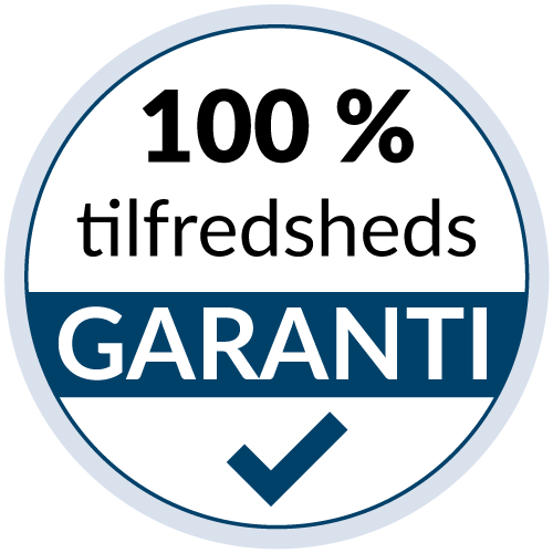 100 % tilfredshedsgaranti | Meddel mig inden for 60 dage, hvad I ikke er meget tilfreds med, og få det udbedret. Er I derefter fortsat ikke meget tilfreds, kan I få alle jeres penge igen.