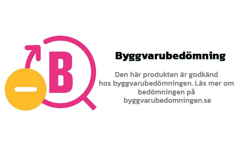Den här produkten är godkänd hos byggvarubedömningen. Läs mer på byggvarubedömningen.se