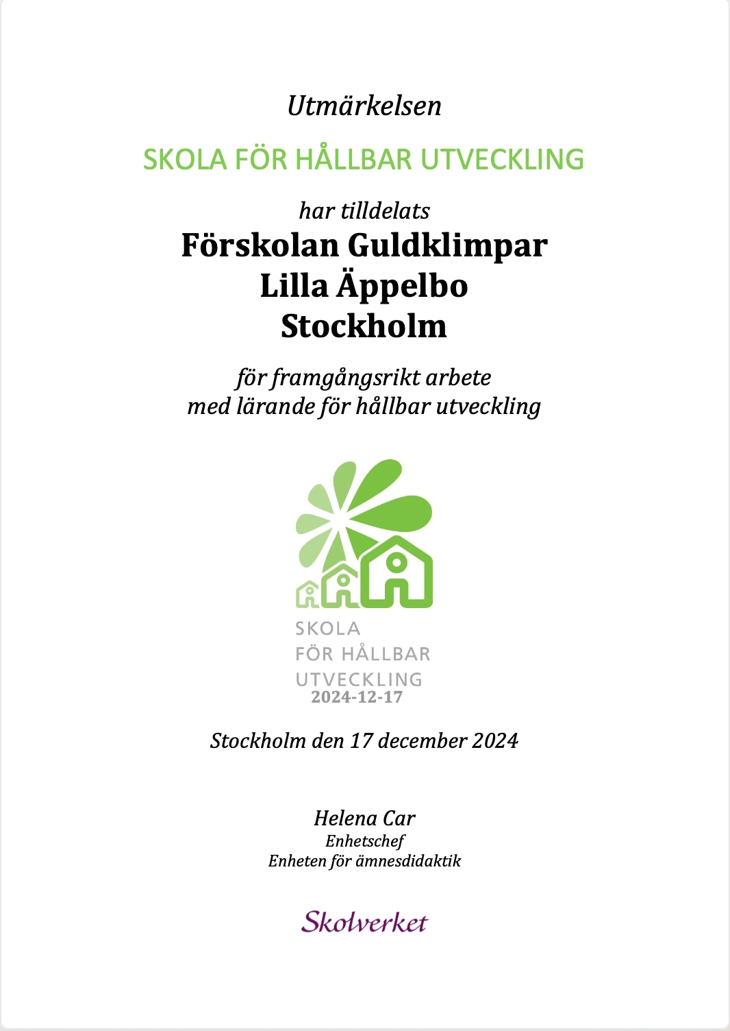 lilla äppelbo diplom