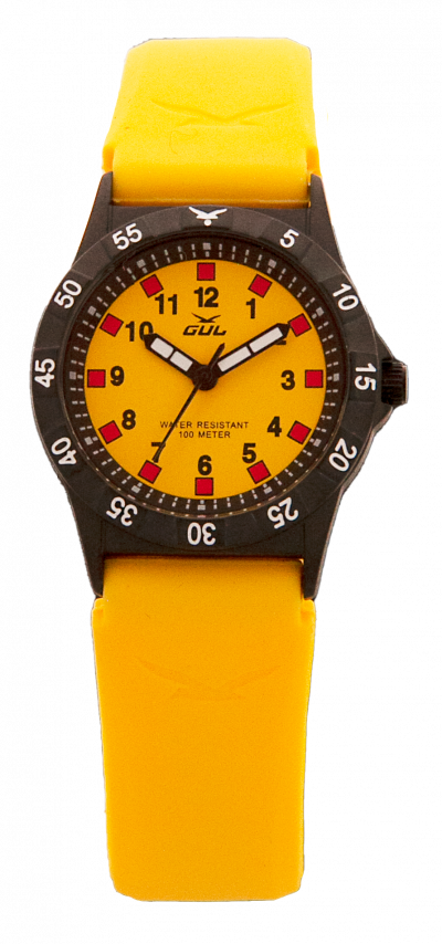 Yellow children's watch that is durable and waterproof