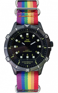 No.1 black / lime with rainbow nato strap