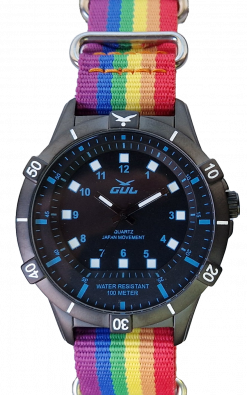 No.1 black / blue with rainbow nato strap